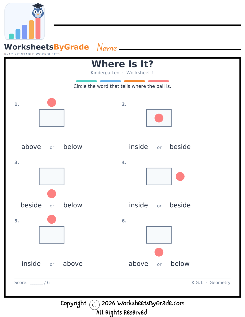 Where Is It? — Kindergarten Worksheet 1 preview