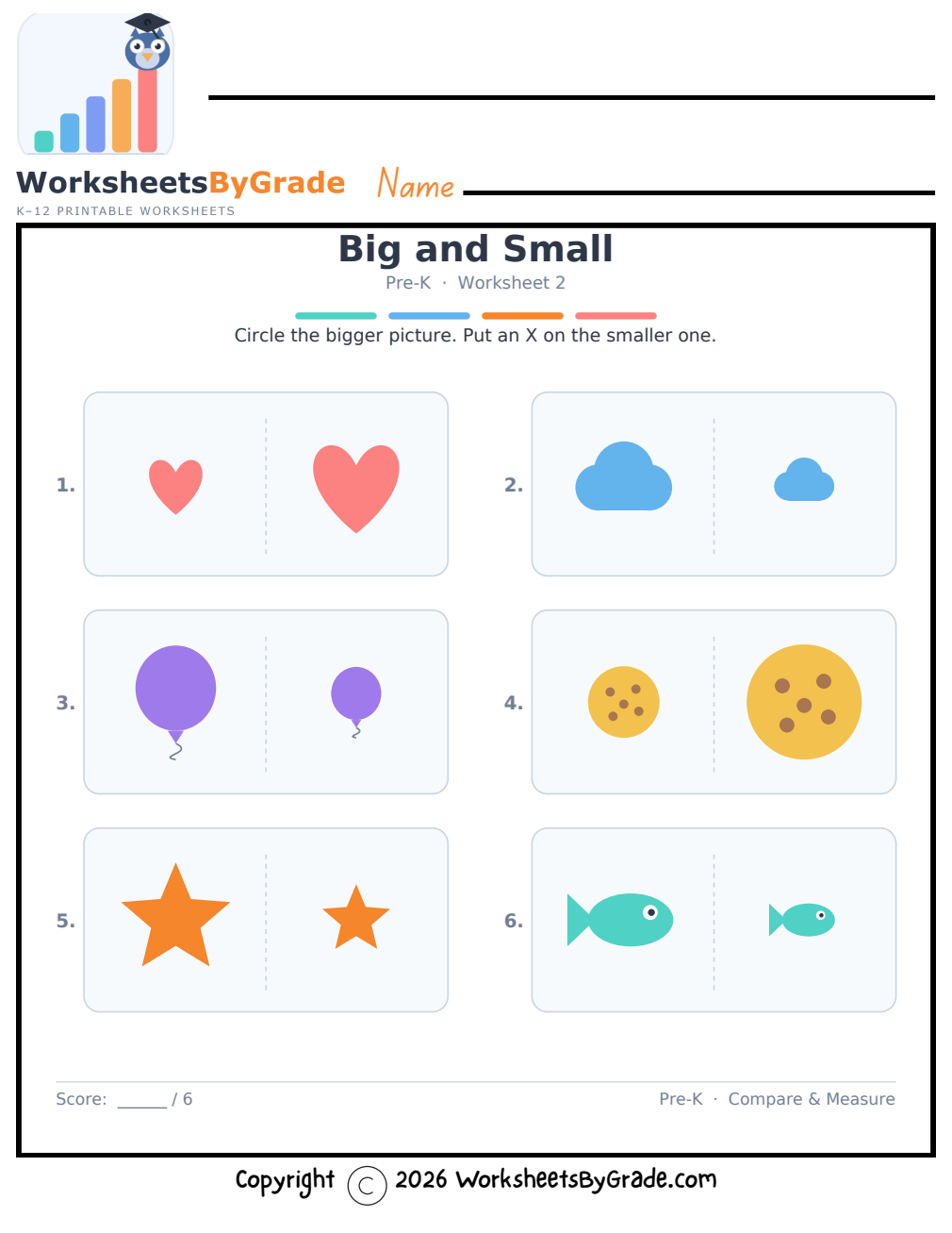 Big and Small — Pre-K Worksheet 2 preview