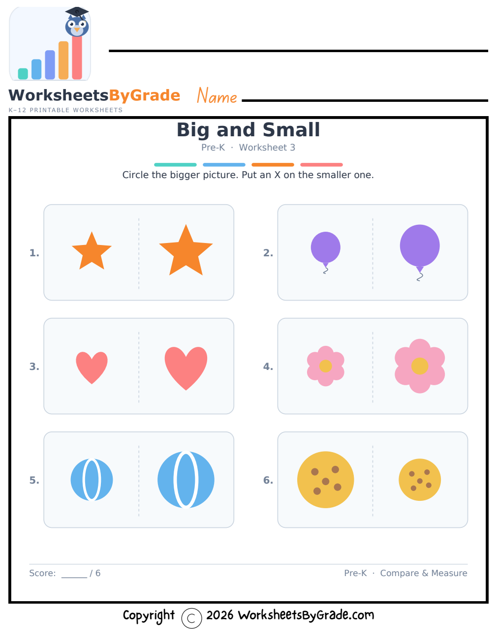 Big and Small — Pre-K Worksheet 3 preview