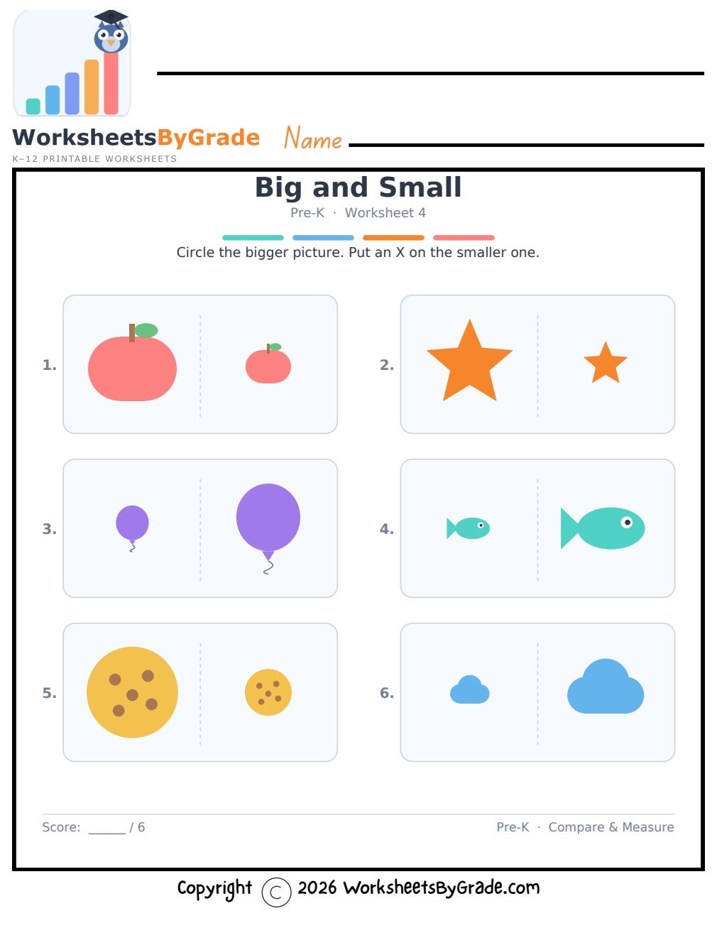Big and Small — Pre-K Worksheet 4 preview