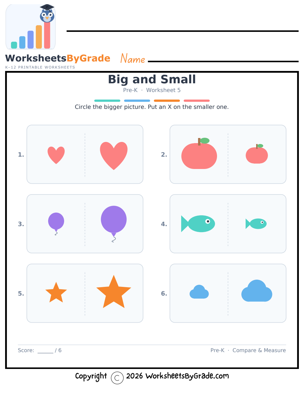 Big and Small — Pre-K Worksheet 5 preview