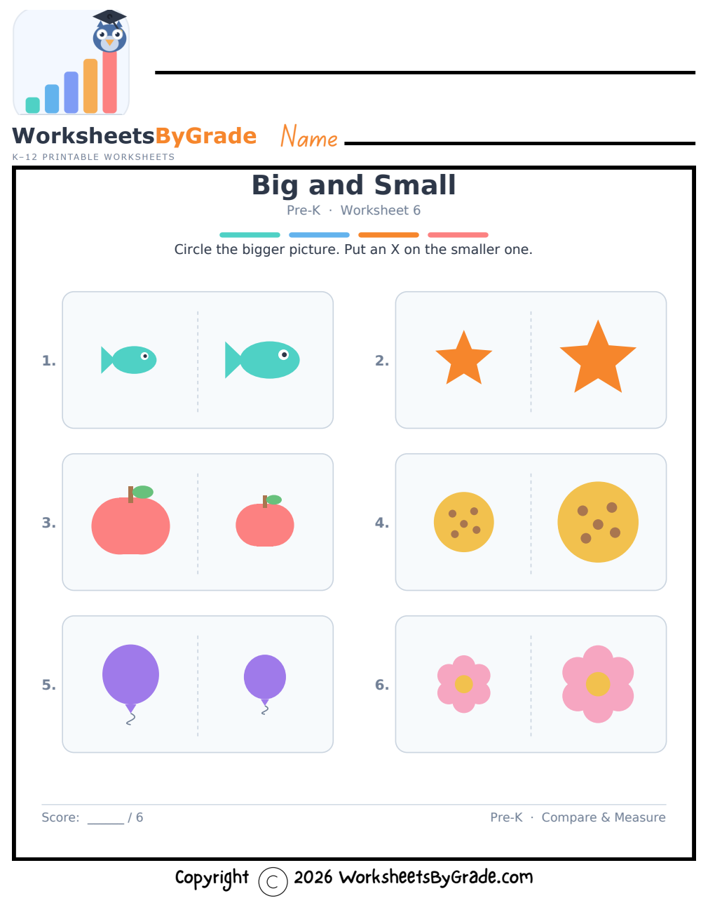 Big and Small — Pre-K Worksheet 6 preview