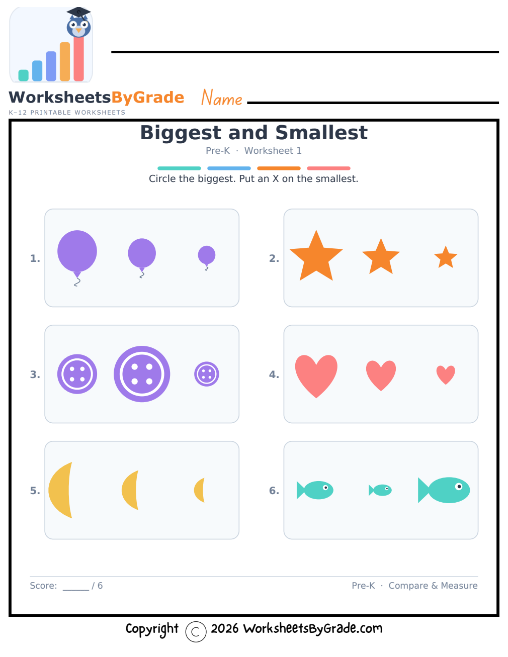 Biggest and Smallest — Pre-K Worksheet 1 preview