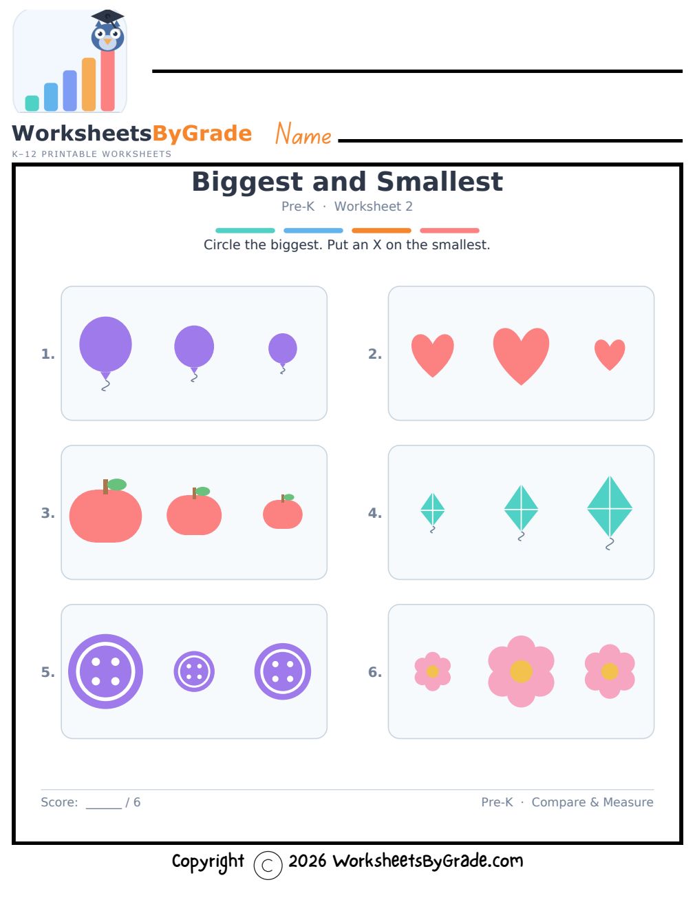 Biggest and Smallest — Pre-K Worksheet 2 preview