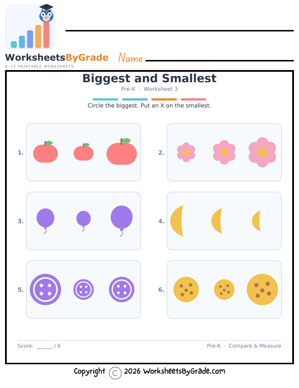 Biggest and Smallest — Pre-K Worksheet 3 preview
