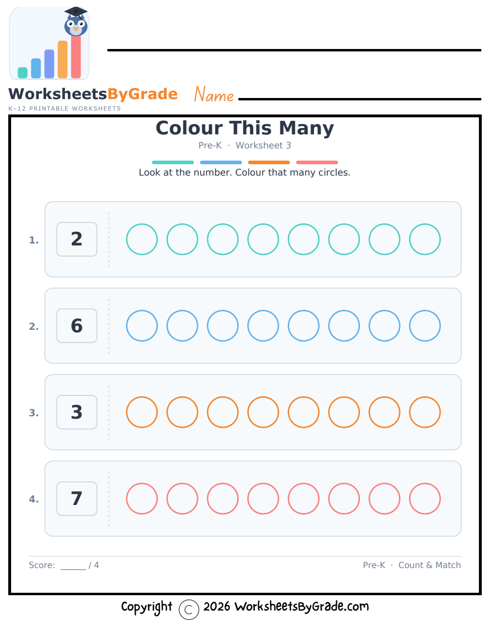 Colour This Many — Pre-K Worksheet 3 preview