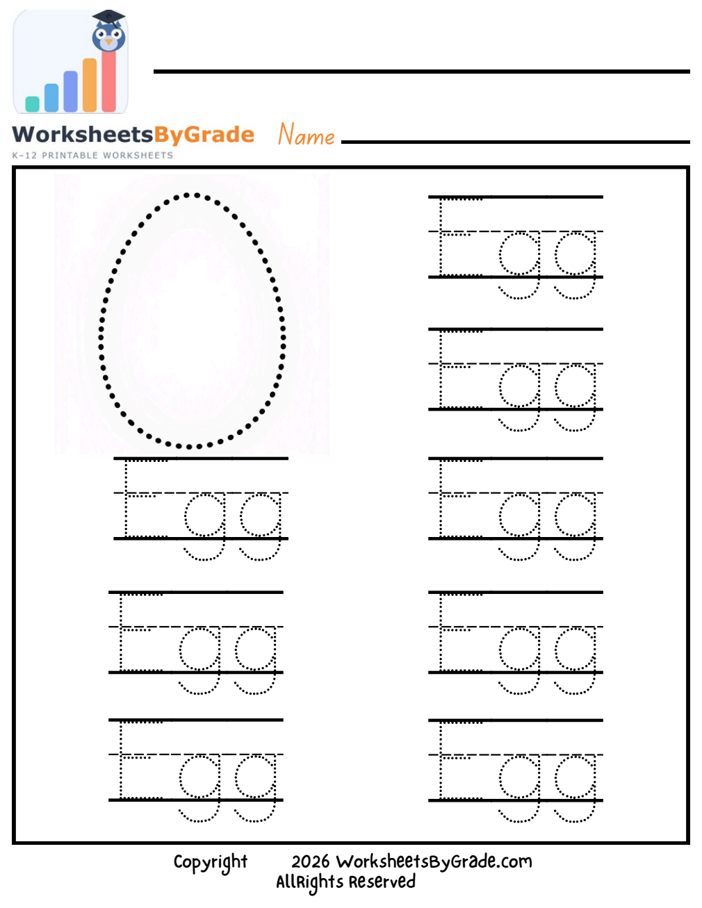 Letter Tracing: Egg — Pre-K Worksheet 1 preview