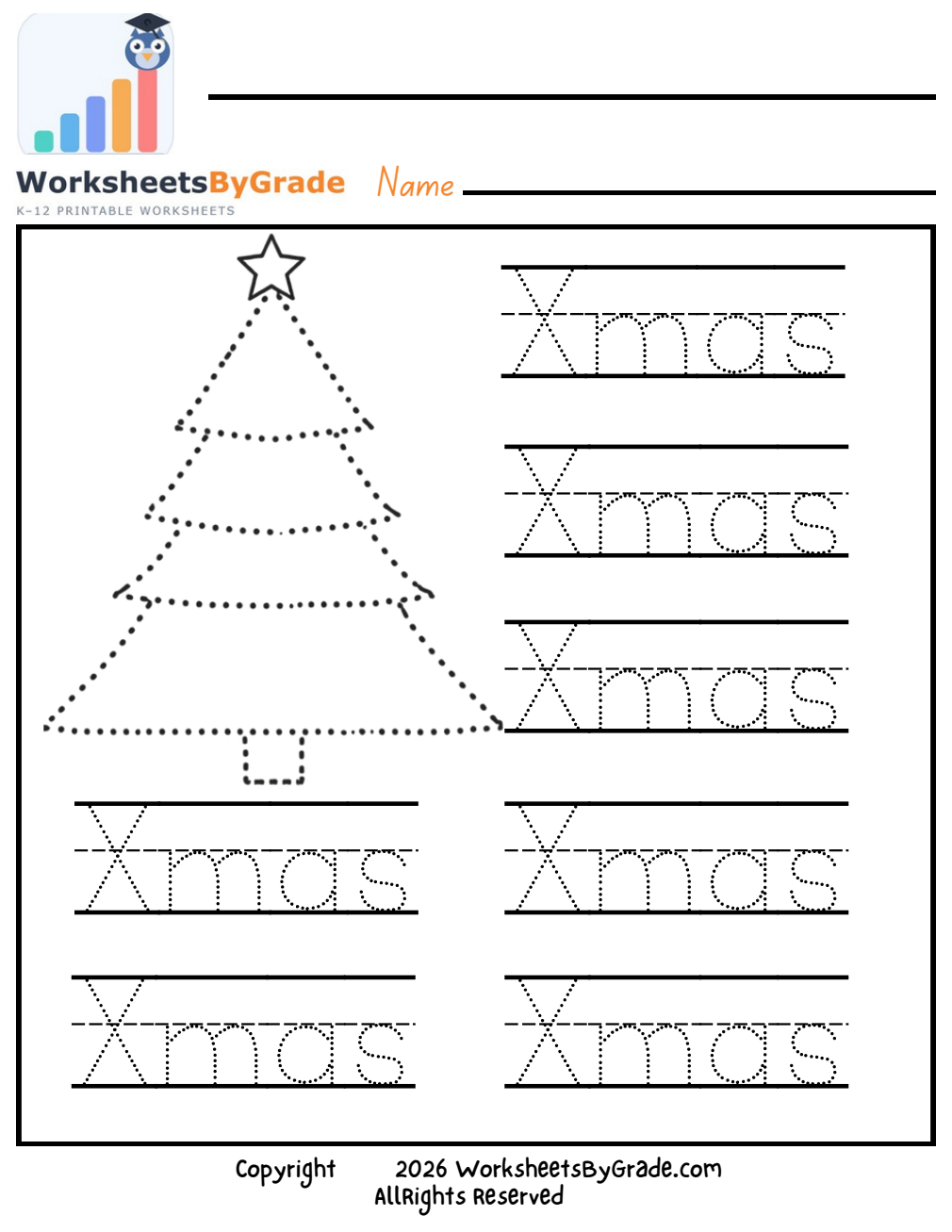 Letter Tracing: XMas — Pre-K Worksheet 1 preview