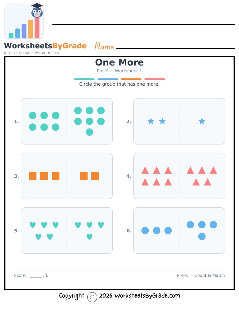 One More — Pre-K Worksheet 1 preview