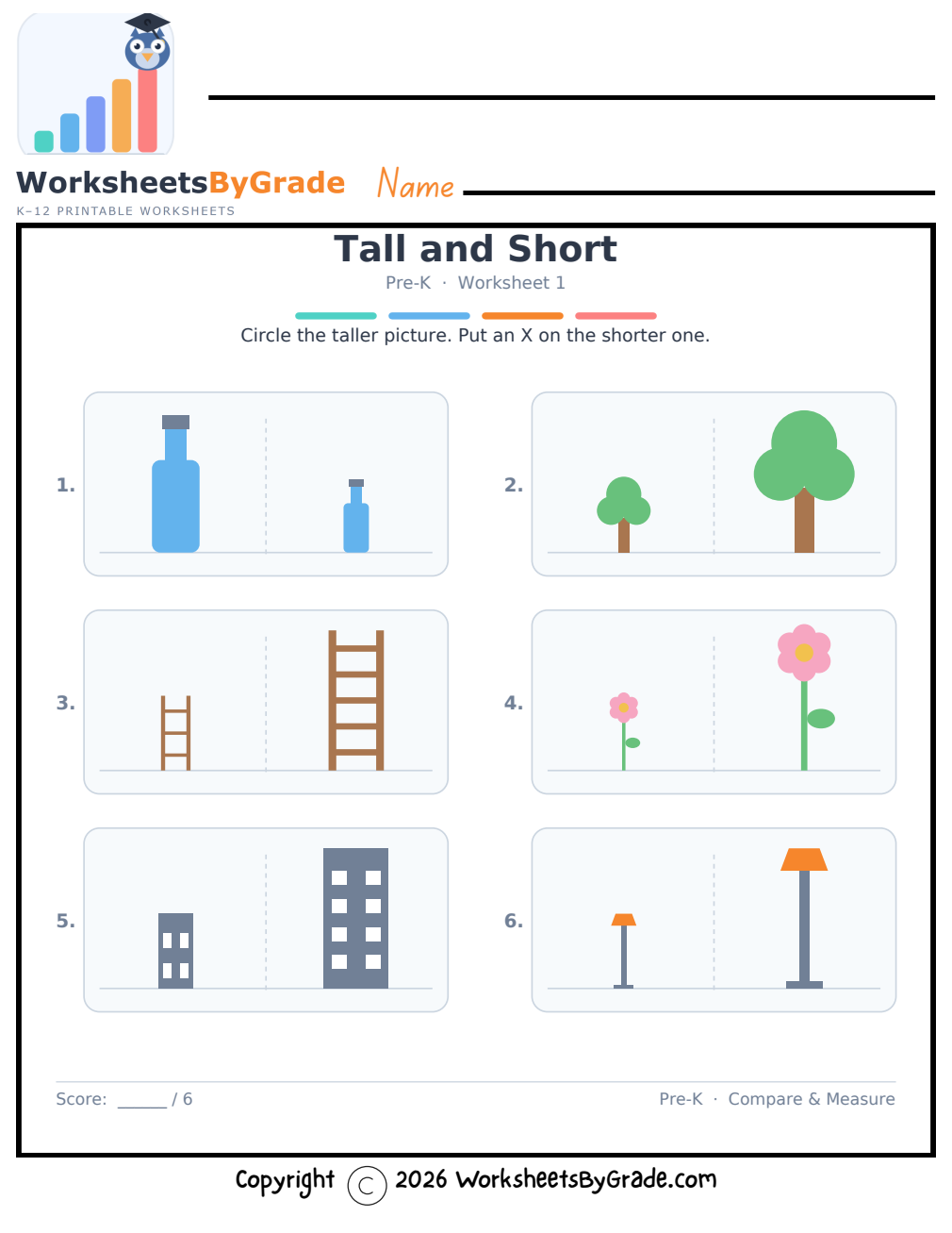 Tall and Short — Pre-K Worksheet 1 preview