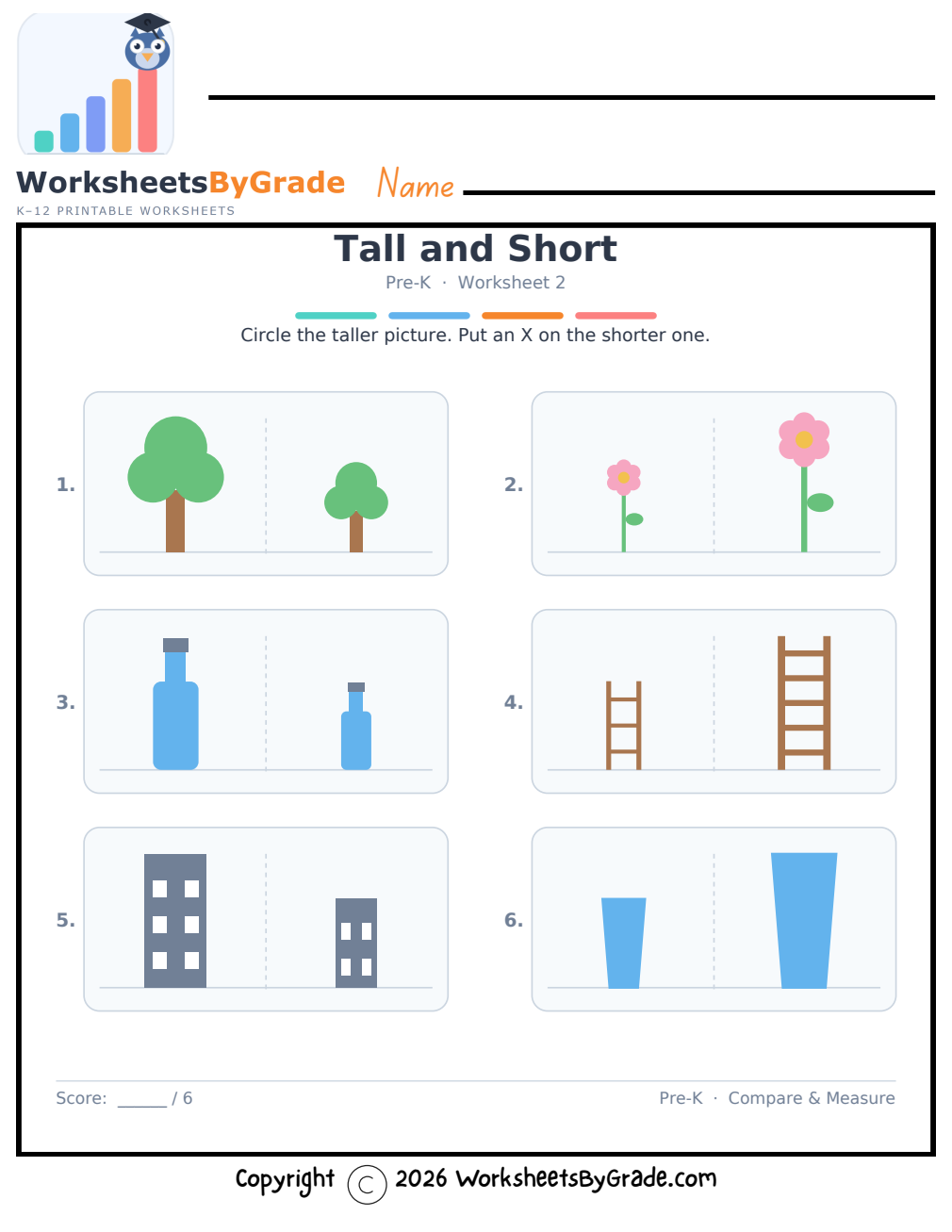 Tall and Short — Pre-K Worksheet 2 preview