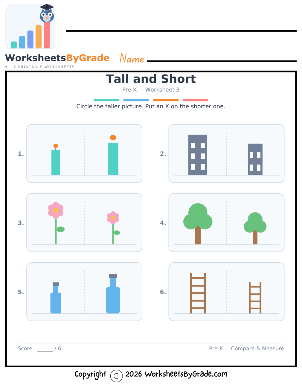 Tall and Short — Pre-K Worksheet 3 preview