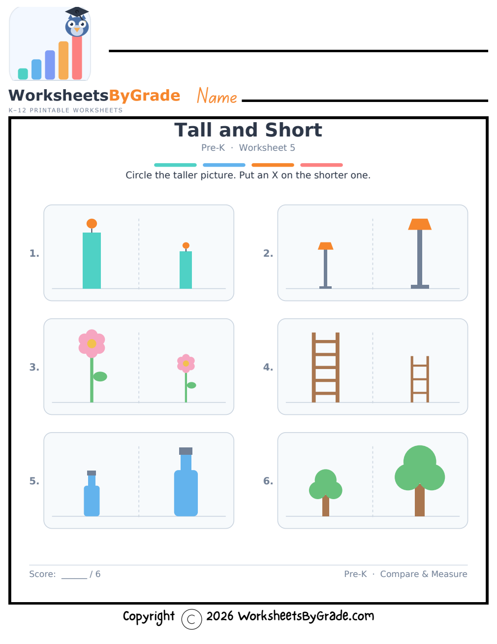 Tall and Short — Pre-K Worksheet 5 preview