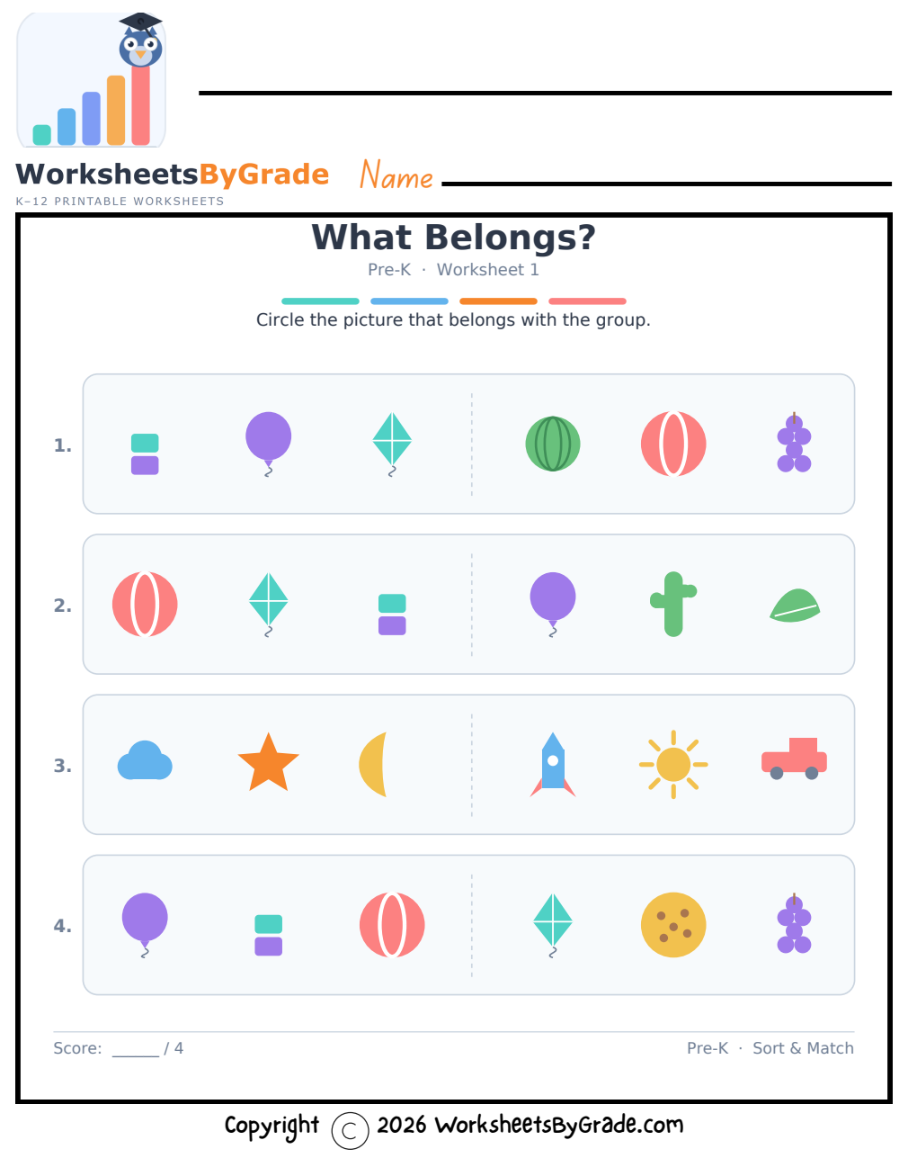 What Belongs? — Pre-K Worksheet 1 preview