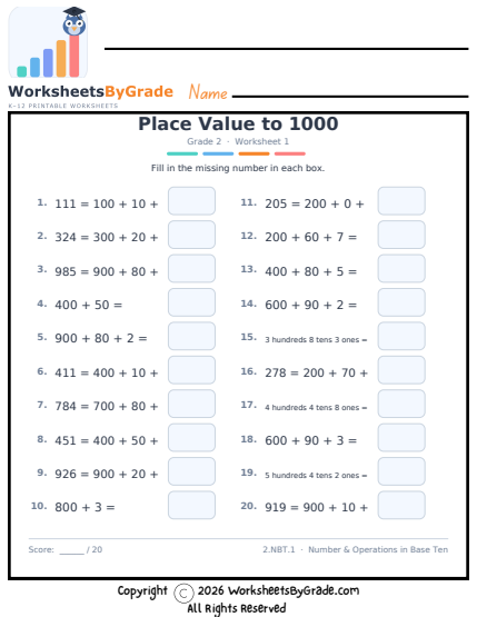 Place Value to 1000 preview