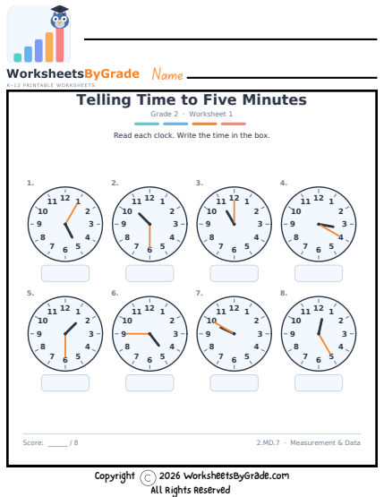 Telling Time to Five Minutes preview