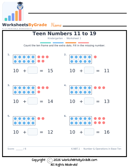 Teen Numbers 11 to 19 preview