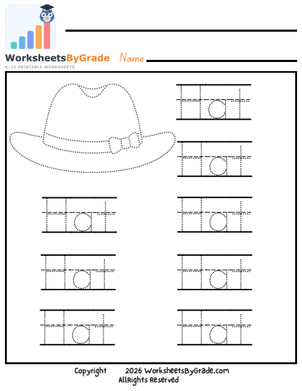 Letter Tracing: Hat — Pre-K Worksheet 1 preview