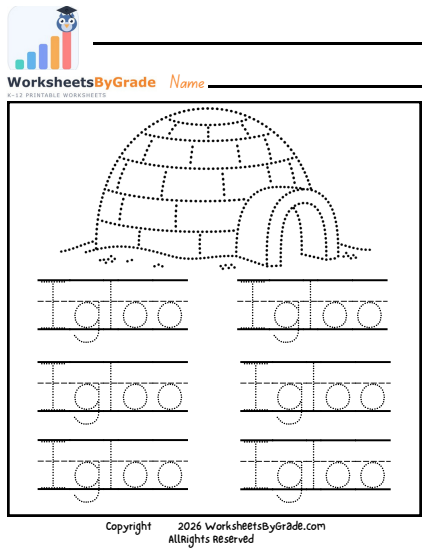 Letter Tracing: Igloo — Pre-K Worksheet 1 preview