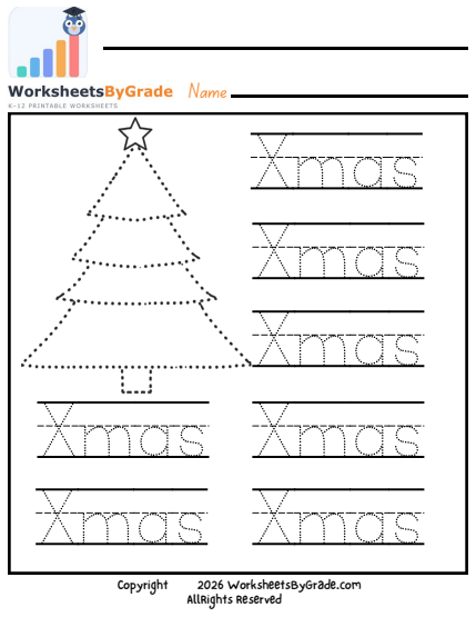 Letter Tracing: XMas — Pre-K Worksheet 1 preview